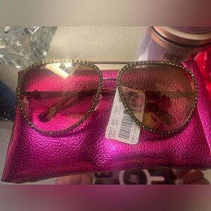 Kurt Geiger Gold Frame Sunglasses with Pink Case